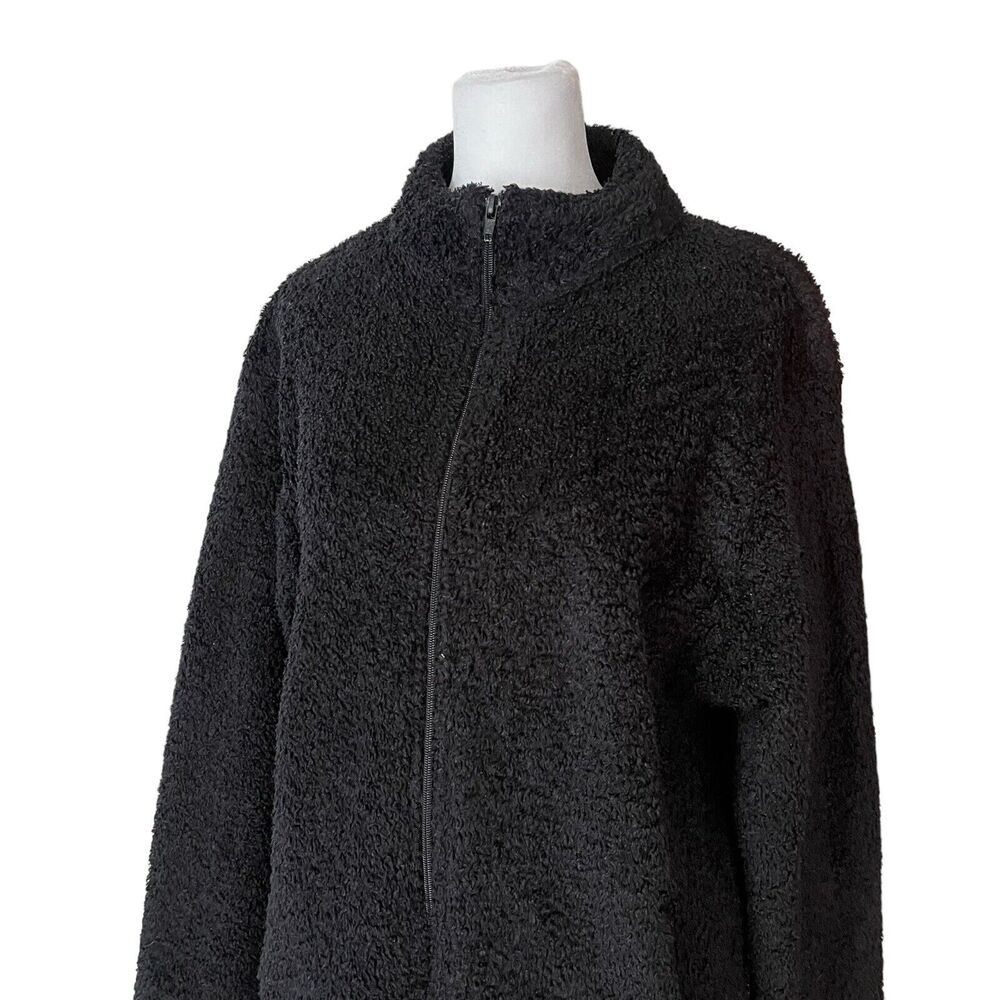 Black Diamond Womens XL Fleece Fuzzy Sherpa Jacket Black Full Zip NO SIZE TAG - Picture 6 of 11